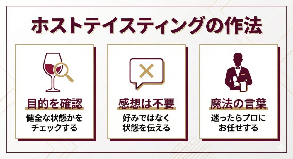 ソムリエにテイスティングを求められた(ホストテイスティング)時はどうしたら良い？