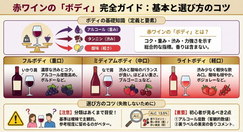 【フルボディとは？】赤ワインのボディ解説。見る場所は2個だけでいい！