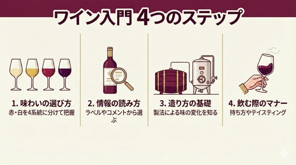 【ワイン入門】初心者のためのワインの勉強　4ステップ！
