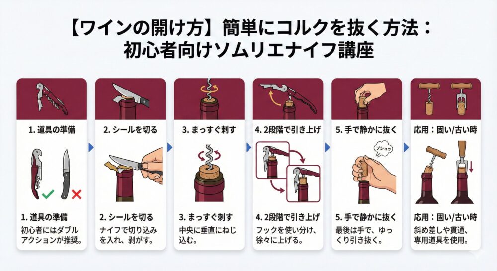 【ワインの開け方】簡単にコルクを抜く方法を解説！