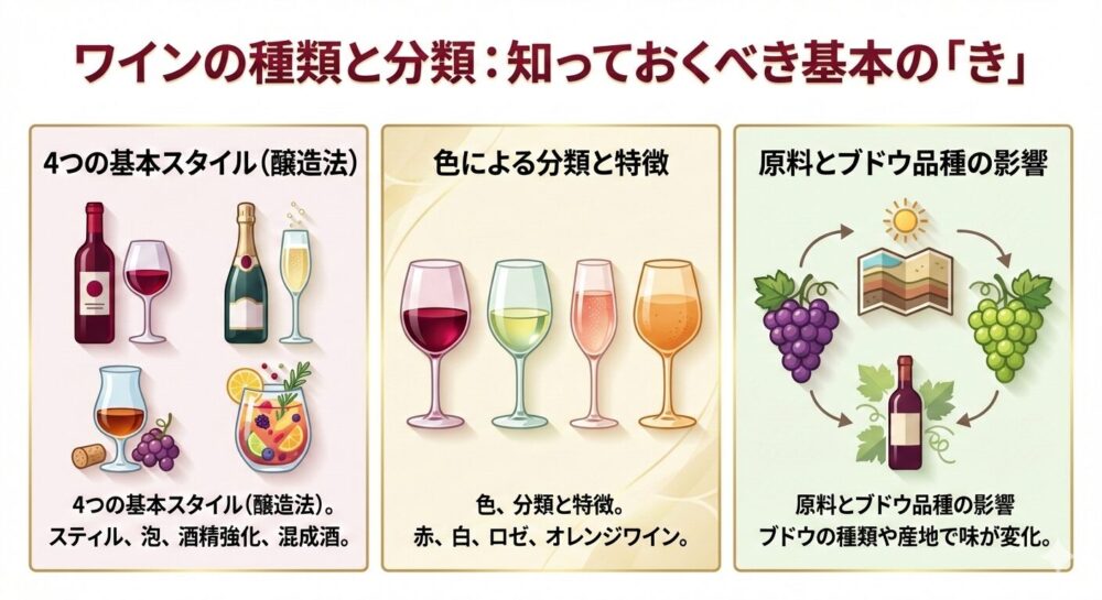 【ワインの種類は何がある？】全4種類を初心者向けに解説！