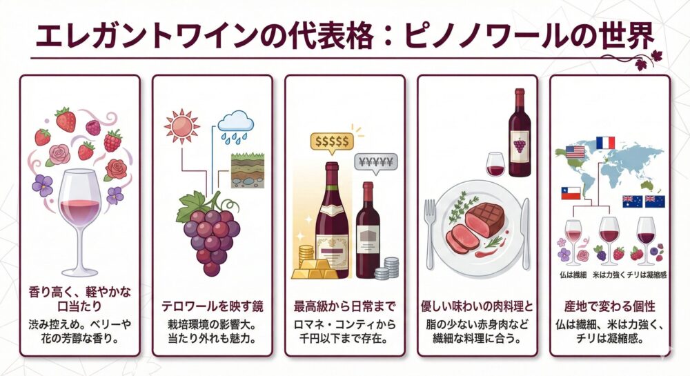 ピノノワールとは？生産国ごとの味わいとおすすめワインを紹介！