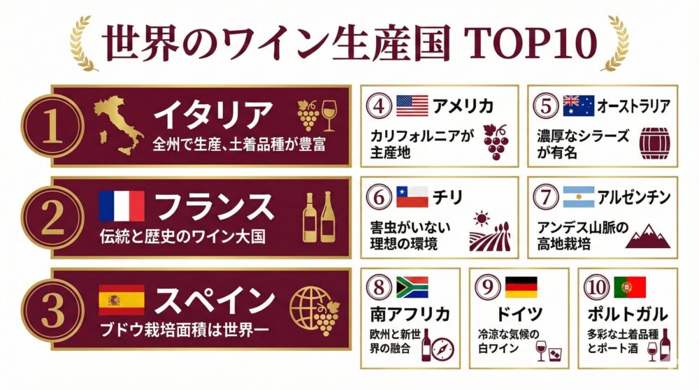 【2024年版】ワイン生産量ランキング！(2022年集計データ)