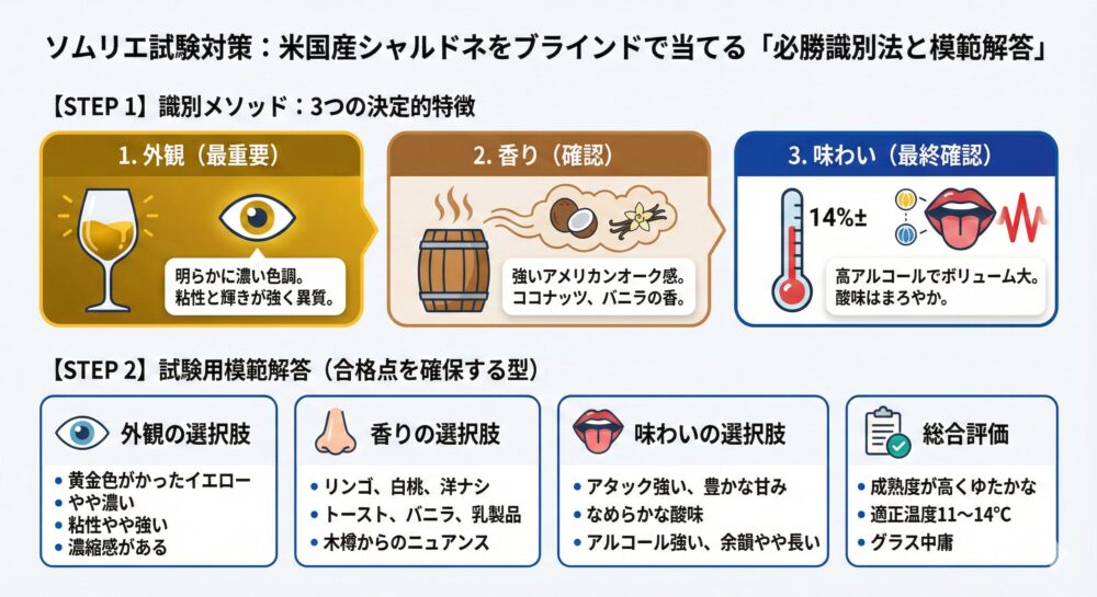 【ソムリエ試験】シャルドネ（アメリカ）を当てる方法と二次試験模範解答