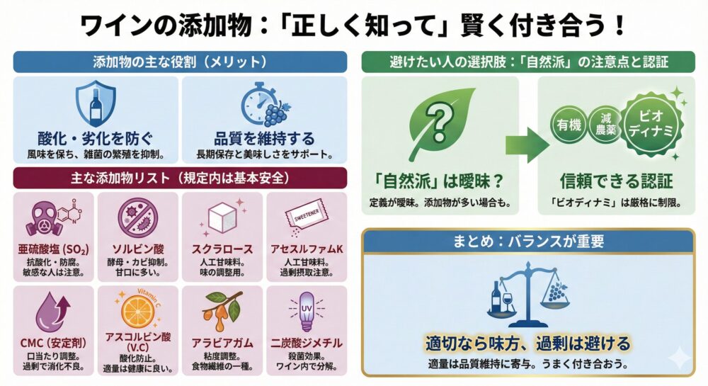 ワイン中に含まれている添加物の効果と影響を解説
