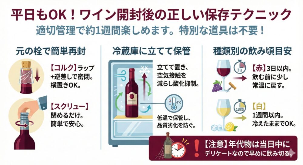 ワインを開けた後の保存方法と保存期間は？ワインエキスパートが解説！