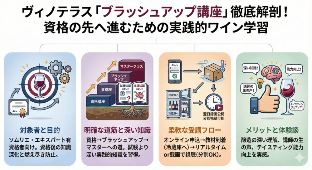 ヴィノテラス　ブラッシュアップ講座ワインメイキング　実際の体験談