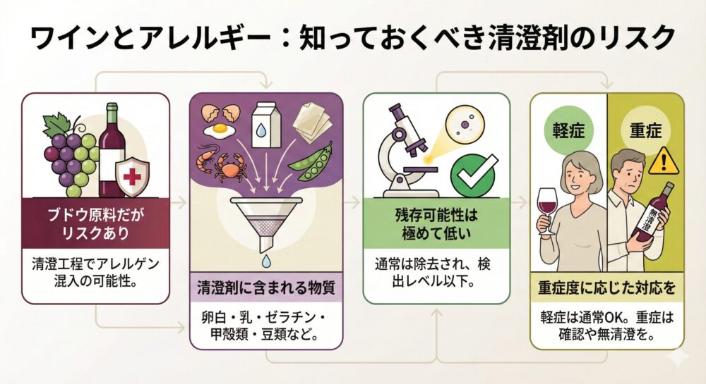 アレルギーの人はワインを飲むな？ワインの清澄剤のお話