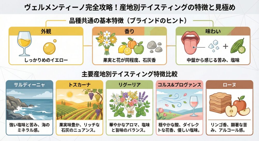 ヴェルメンティーノのブラインドテイスティング対策！産地別の特徴まとめ